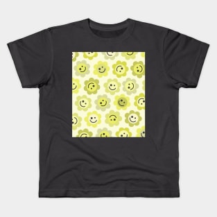 Yellower Yellow Flower Happy Faces Kids T-Shirt